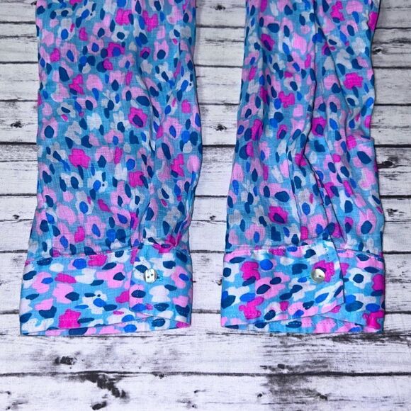 Lilly Pulitzer Sea View Linen Button Down Top Hottie Dottie - Picture 6 of 10